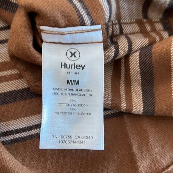 Hurley Mens Brown Striped Flannel Shirt Medium Gorpcore Outdoors NWT - Picture 7 of 8